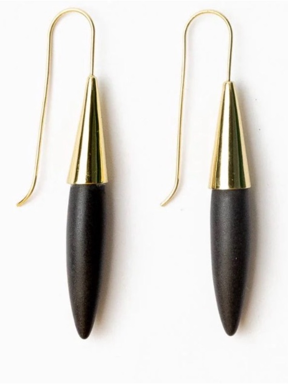 INK + ALLOY Elizabeth Ceramic-Gold and Black Drop Spike Earrings -